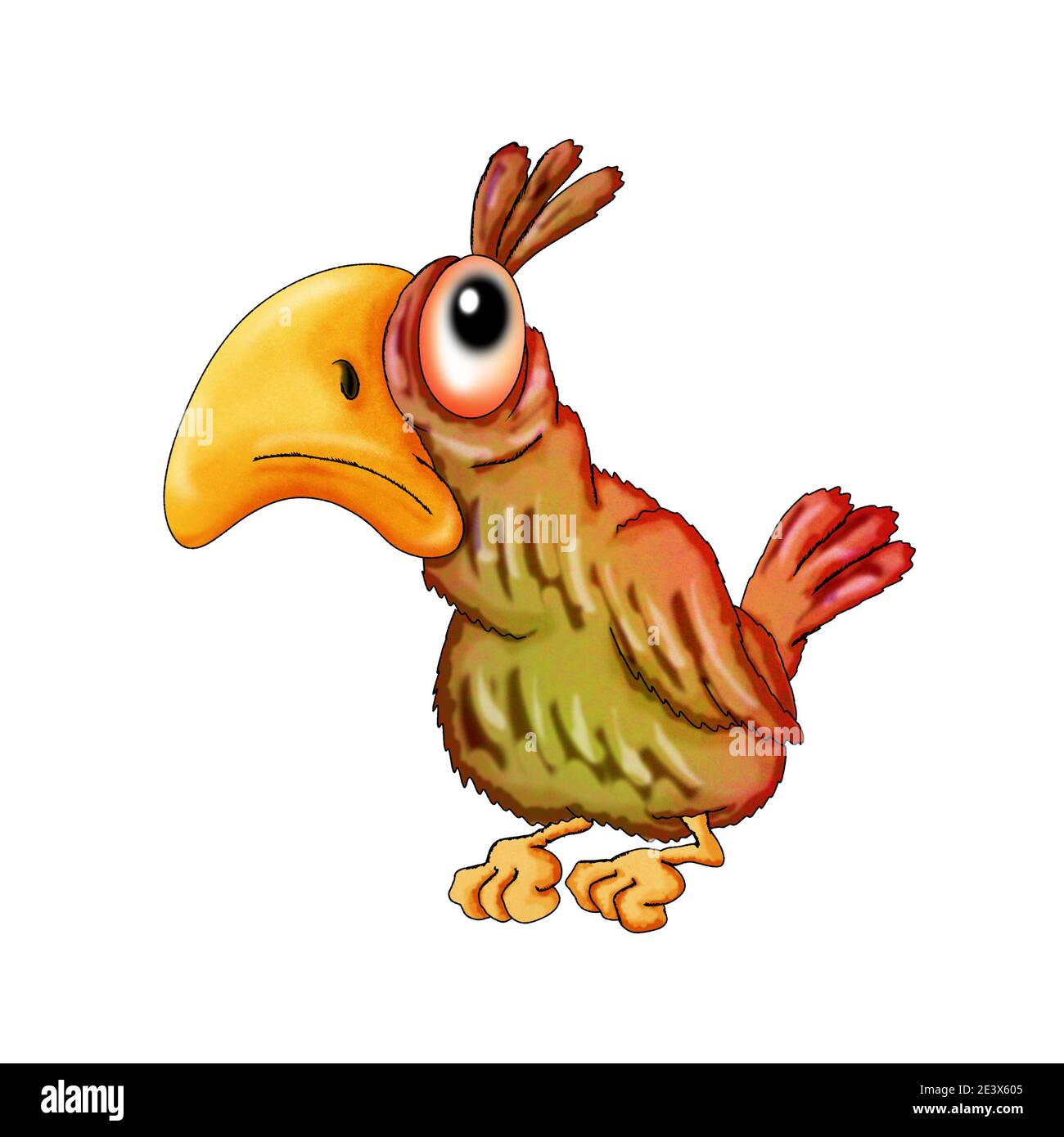 Funny colored parrot. Illustration on white background.. Stock Photo
