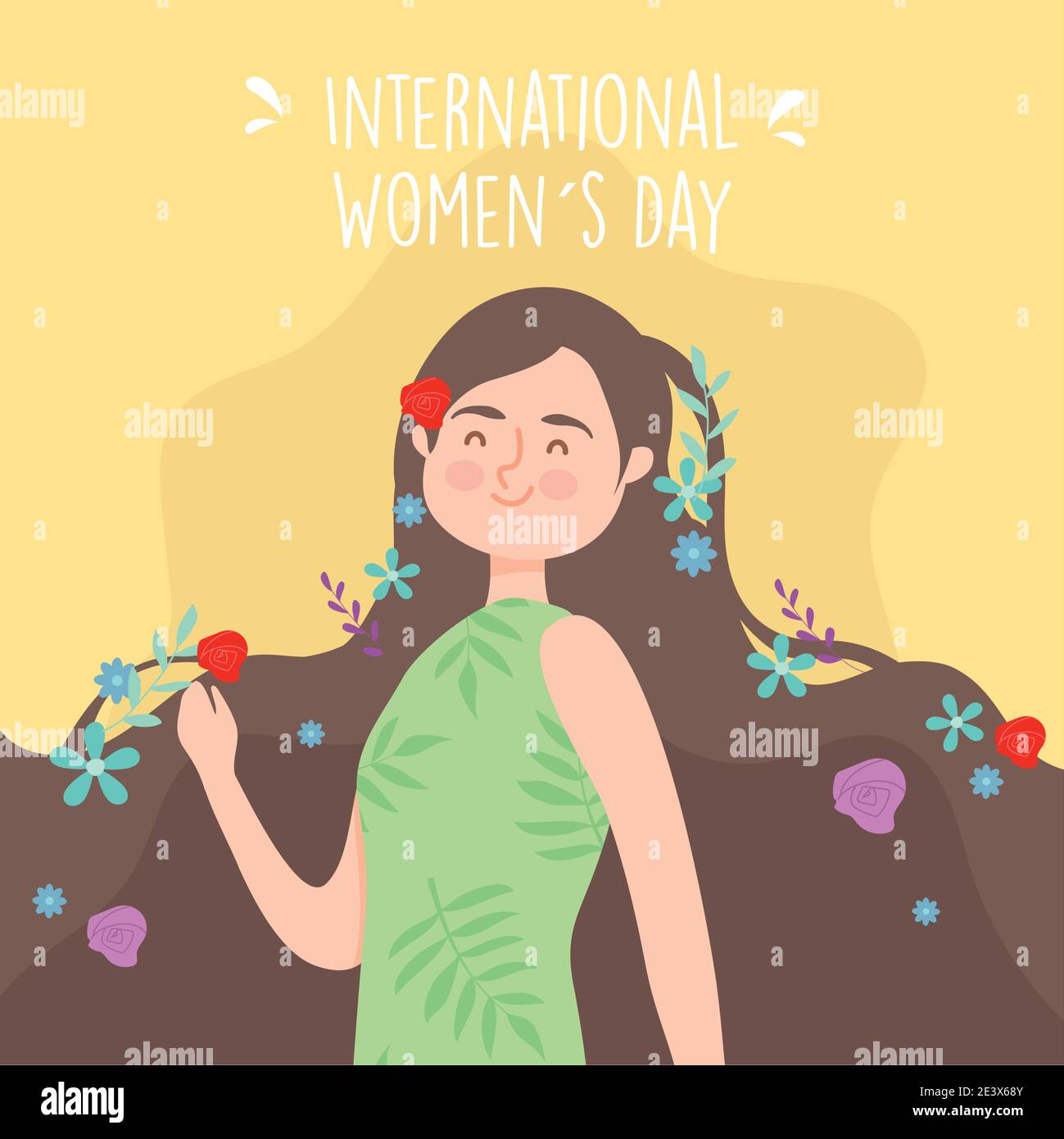 International womens day girl cartoon with flowers in hair design of Woman  empowerment theme Vector illustration Stock Vector Image & Art - Alamy