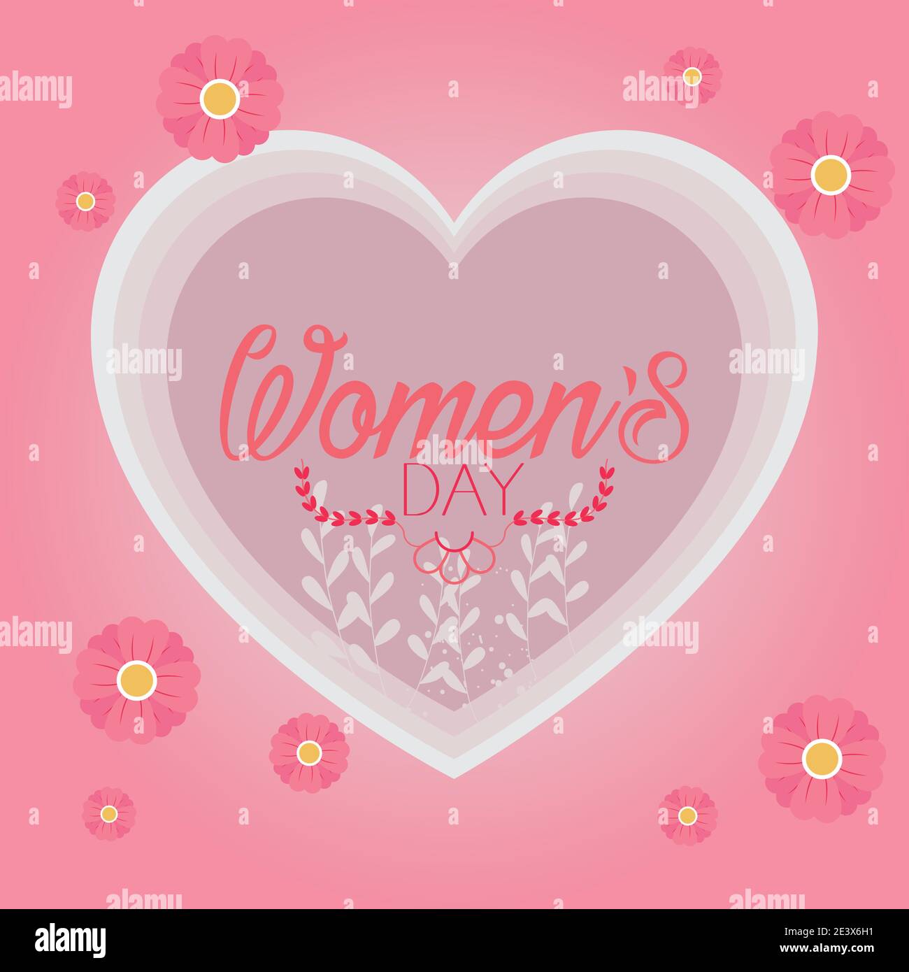 Womens day in heart with flowers design of Woman empowerment theme