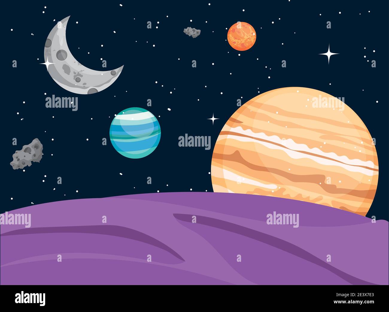 Space planets moon and asteroids of universe cosmos and futuristic ...