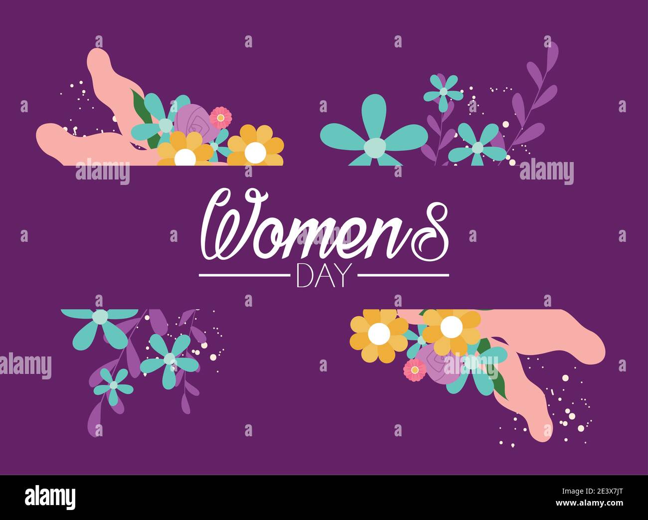 Womens day with flowers on purple background design of Woman ...