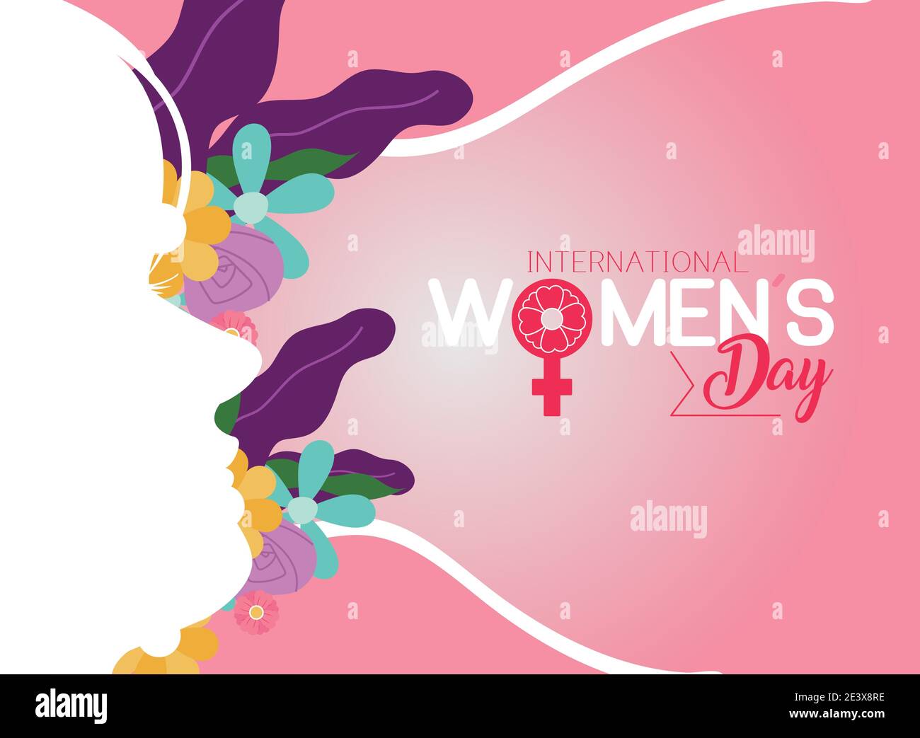 Womens day girl silhouette with flowers design of Woman empowerment
