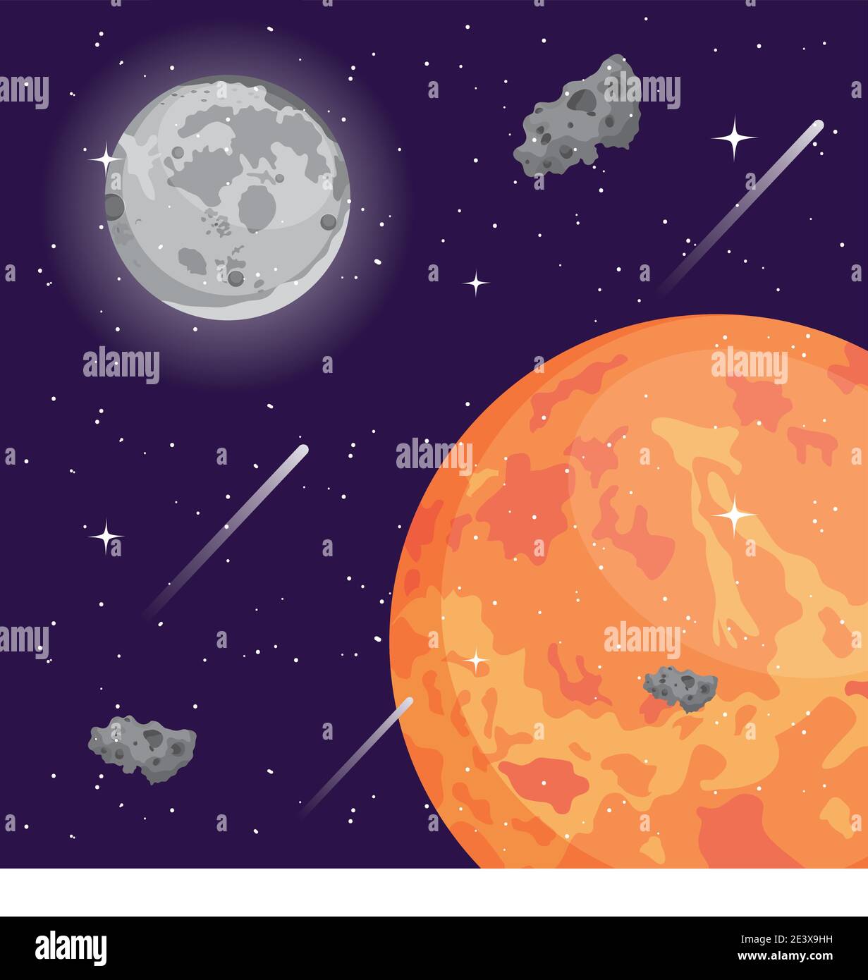 Space mars moon and asteroids of universe cosmos and futuristic theme ...