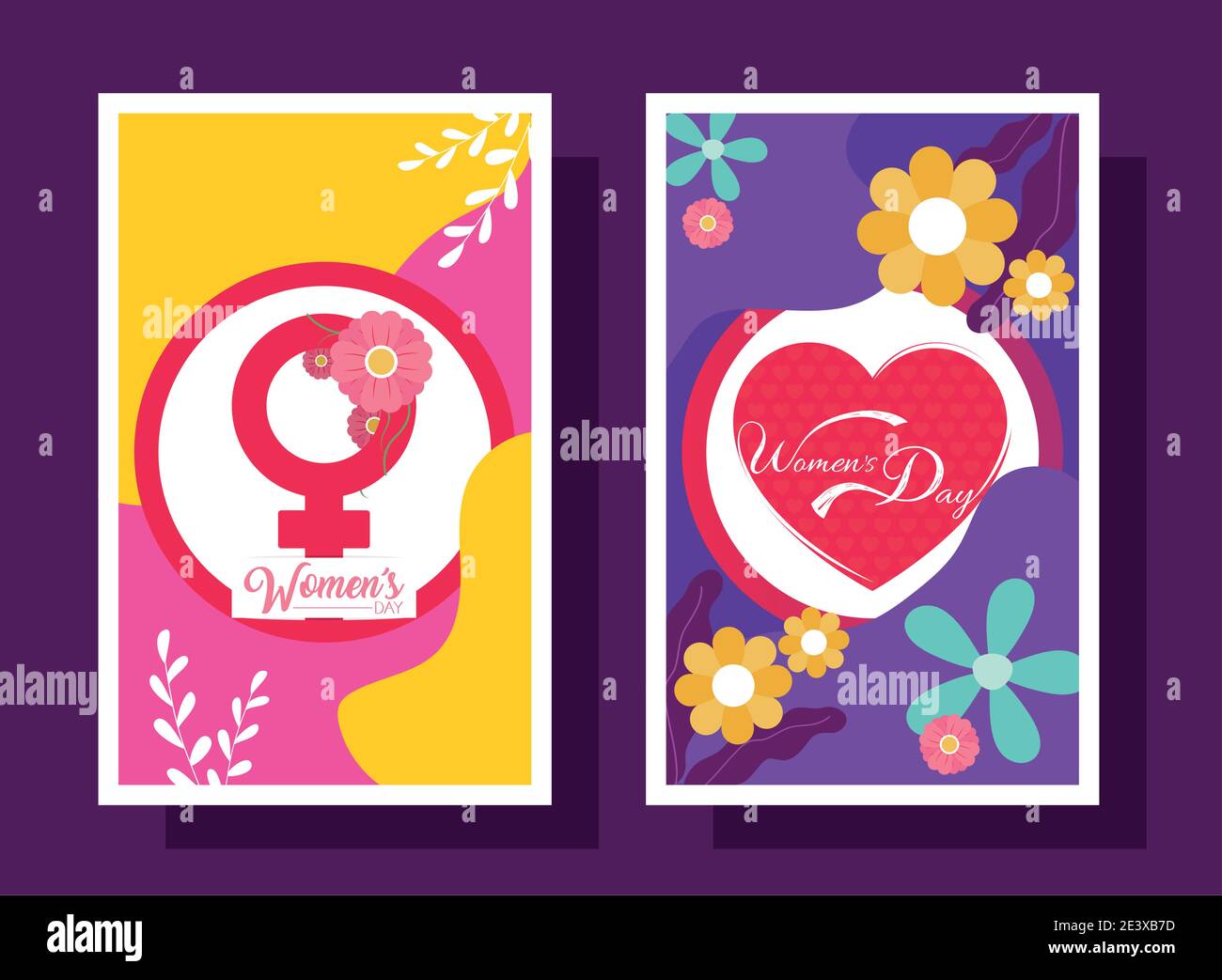 Womens Day With Flowers Frames Design Of Woman Empowerment Theme Vector ...