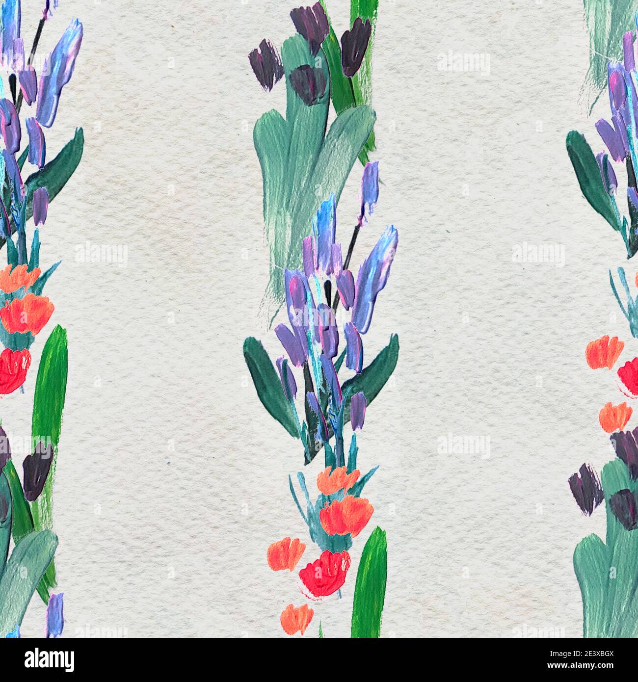 Seamless pattern with flowers. Watercolor or acrylic painting. Hand ...