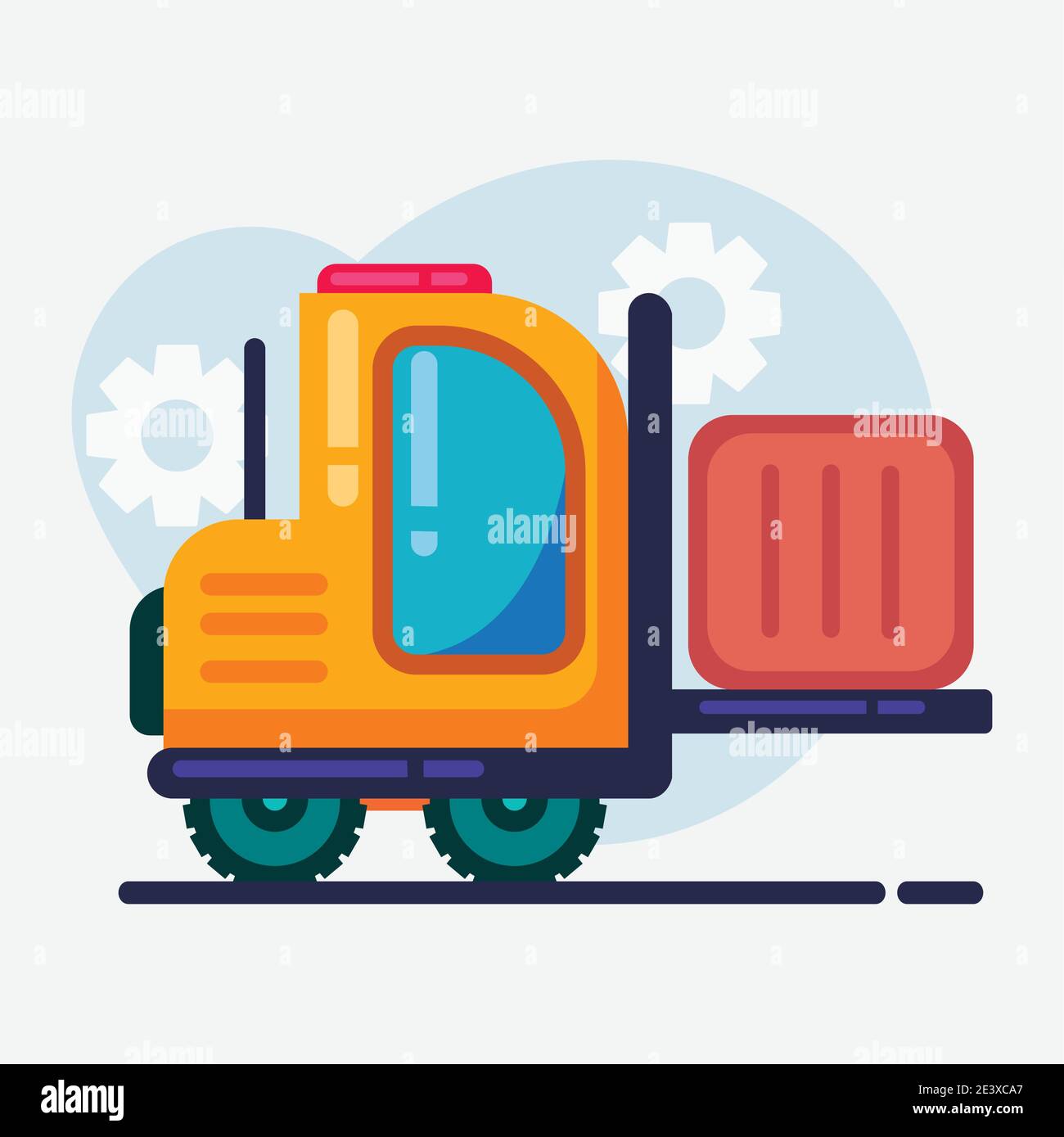 forklift truck with box concept vector illustrator Stock Vector
