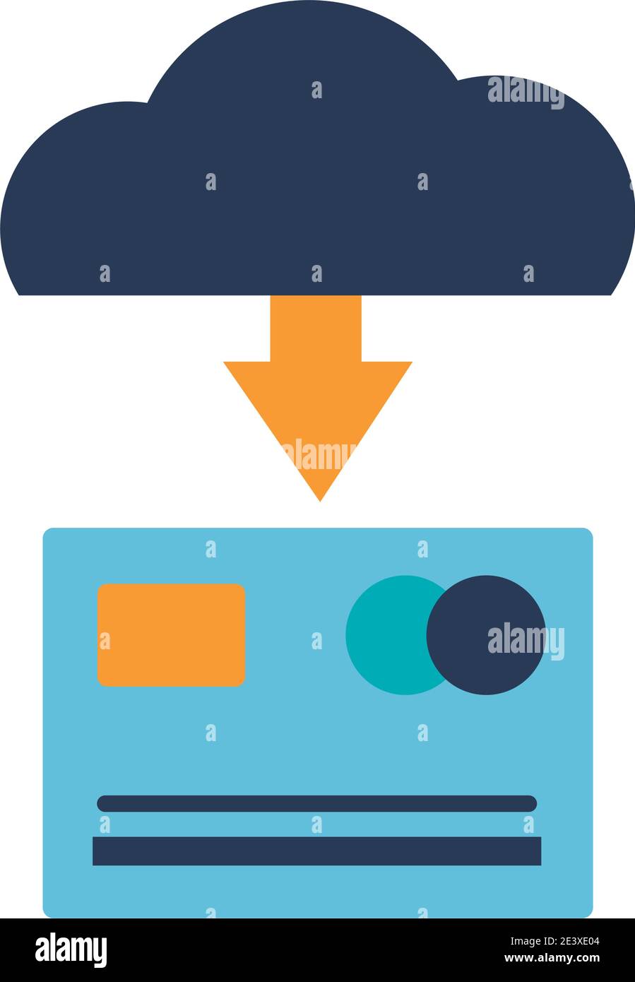Digital marketing credit card and cloud computing flat style icon ...