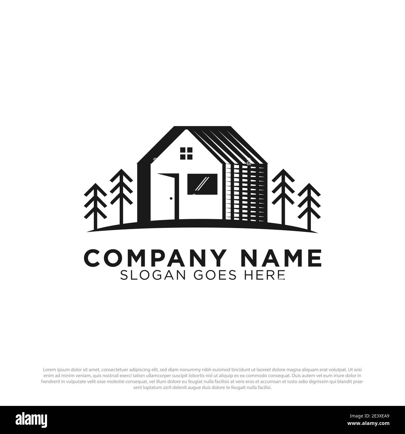 Building House logo vector with rustic or vintage style white backgrounds isolated Stock Vector