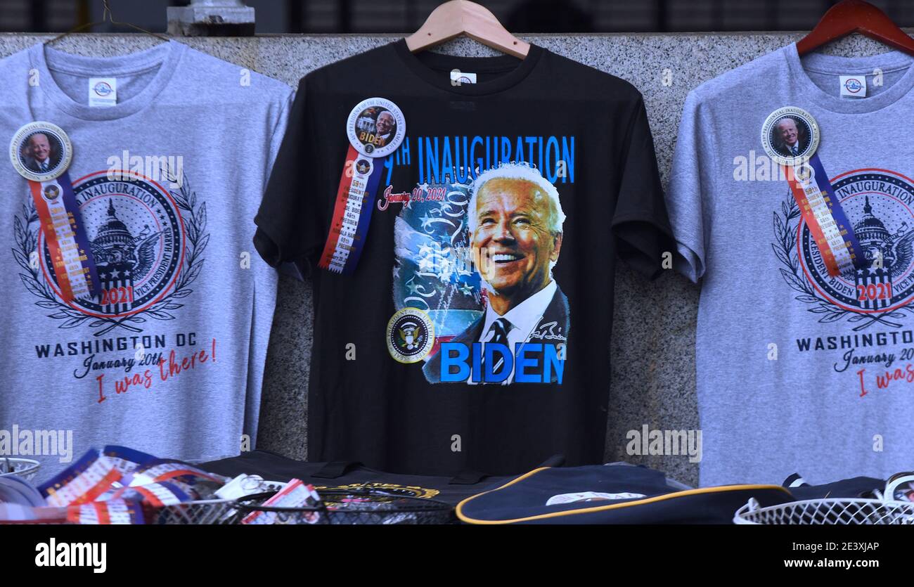 Washington, United States. 20th Jan, 2021. Souvenirs of the inauguration of U.S. President Joe Biden and Vice-president Kamala Harris are seen for sale on the morning that Biden was sworn in as the 46th president of the United States. Credit: SOPA Images Limited/Alamy Live News Stock Photo