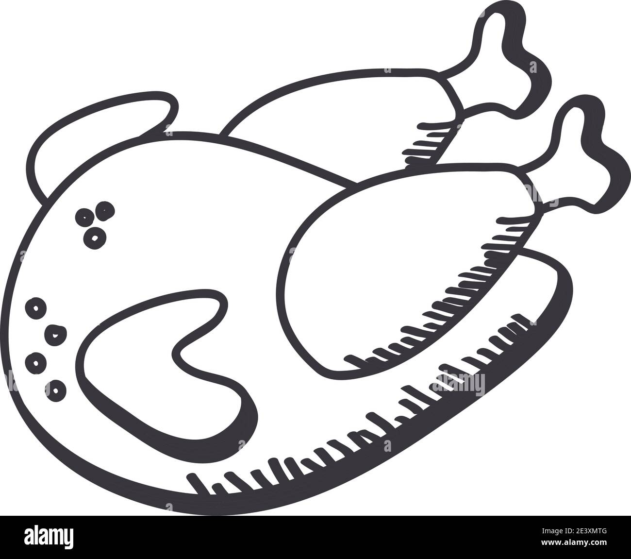 chicken hand draw and line style icon isolated design of food eat