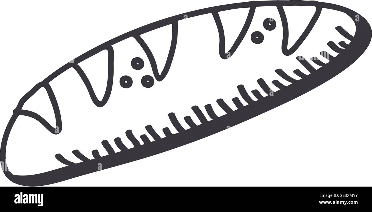 toast bread hand draw and line style icon of bakery food shop and ...