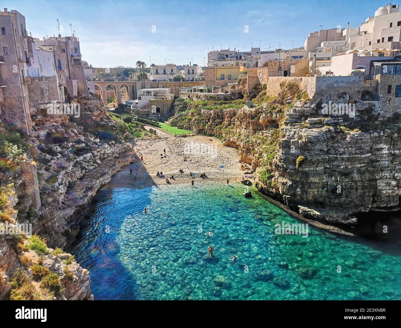 Italy, coast of Puglia beach of Polignano a Mare tourist beach called