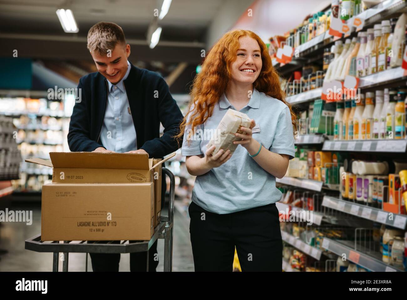 Restocking supermarket shelf hires stock photography and images Alamy