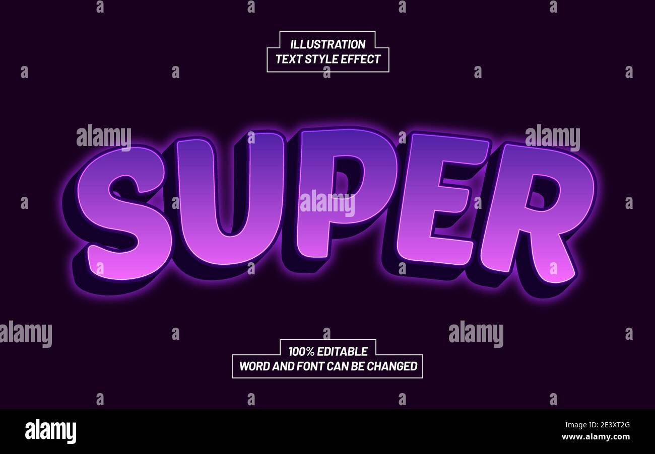 Super Purple Text Style Effect Stock Vector Image & Art - Alamy