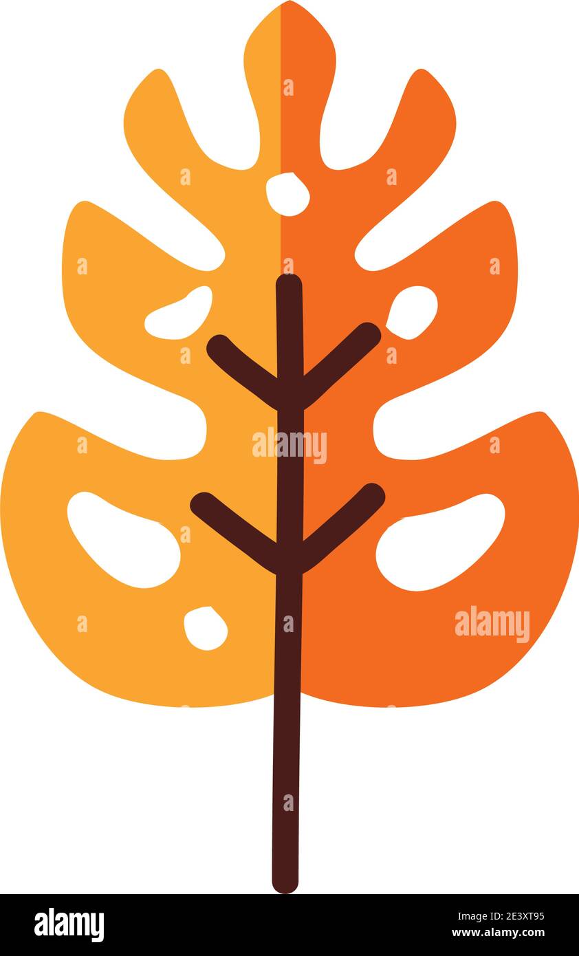 leaf with holes line and fill style icon design of Plant natural floral ...