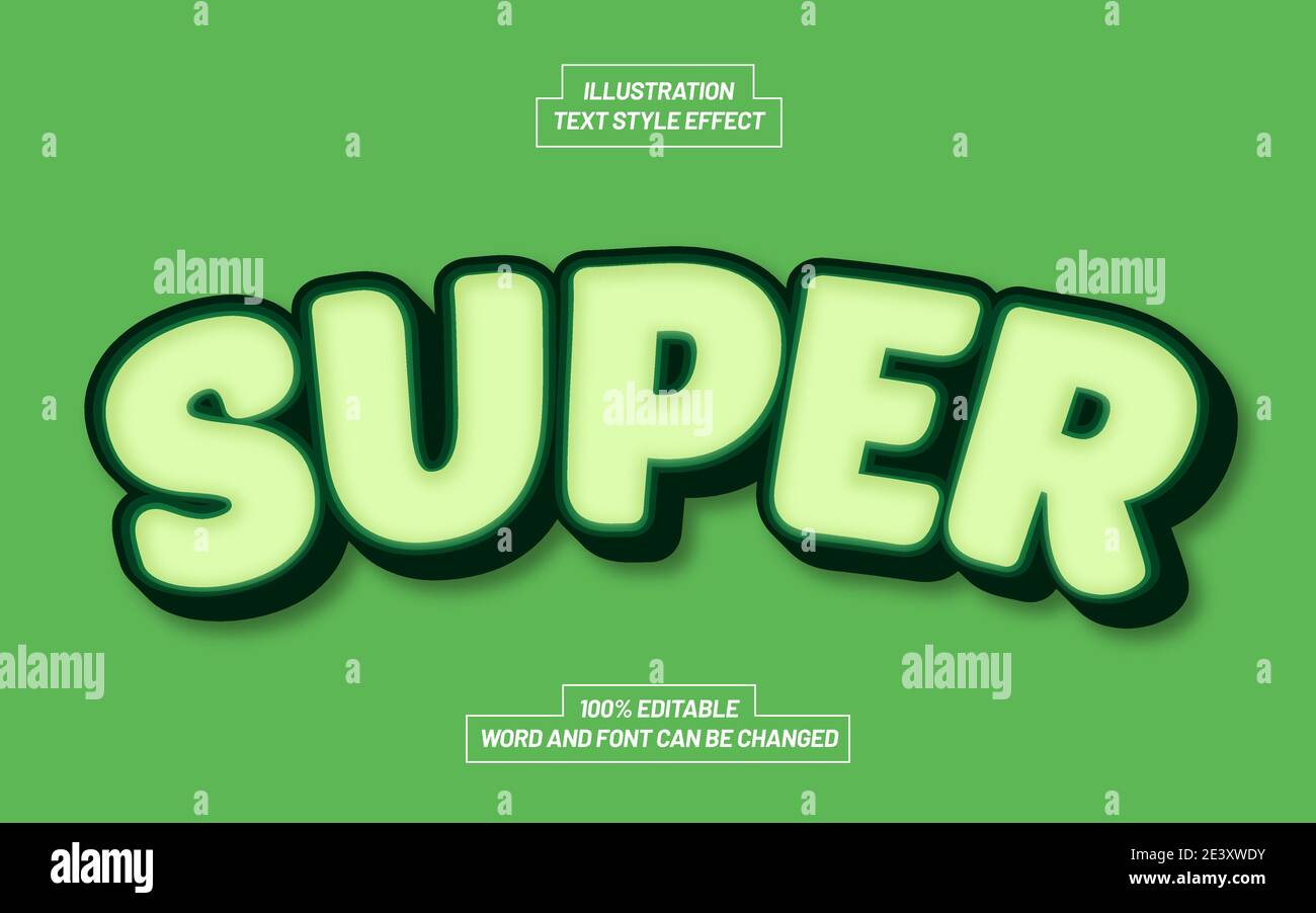 Super Green Text Style Effect Stock Vector