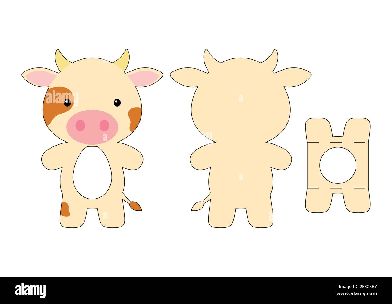 Cute die cut cow chocolate egg holder template. Retail paper box for