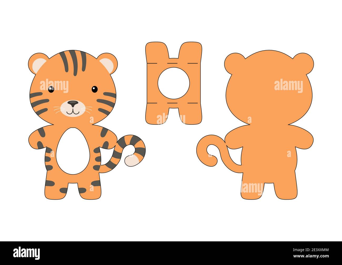 Cute die cut tiger chocolate egg holder template. Retail paper box for ...