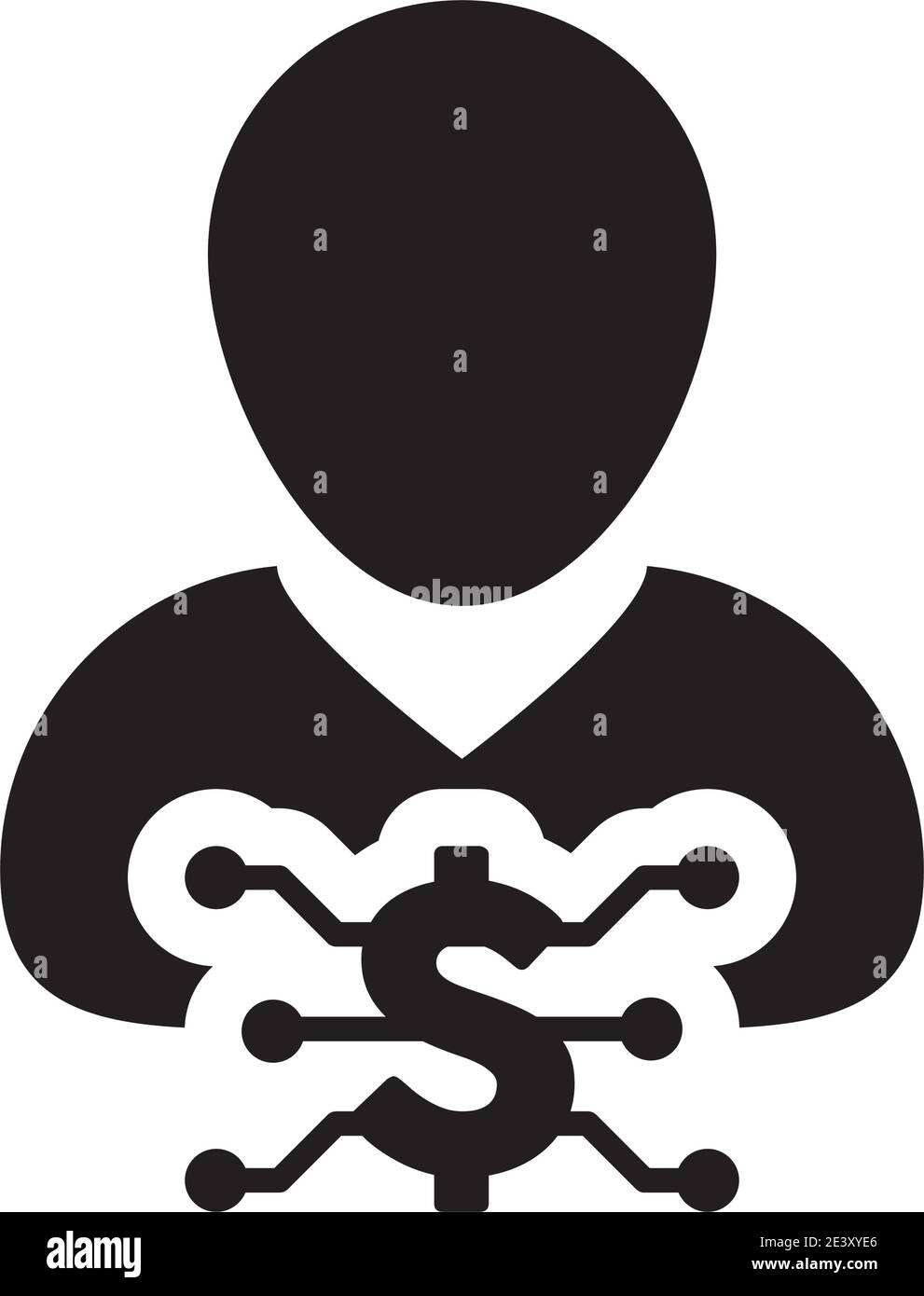 Coin icon vector digital dollar currency with male user person profile ...