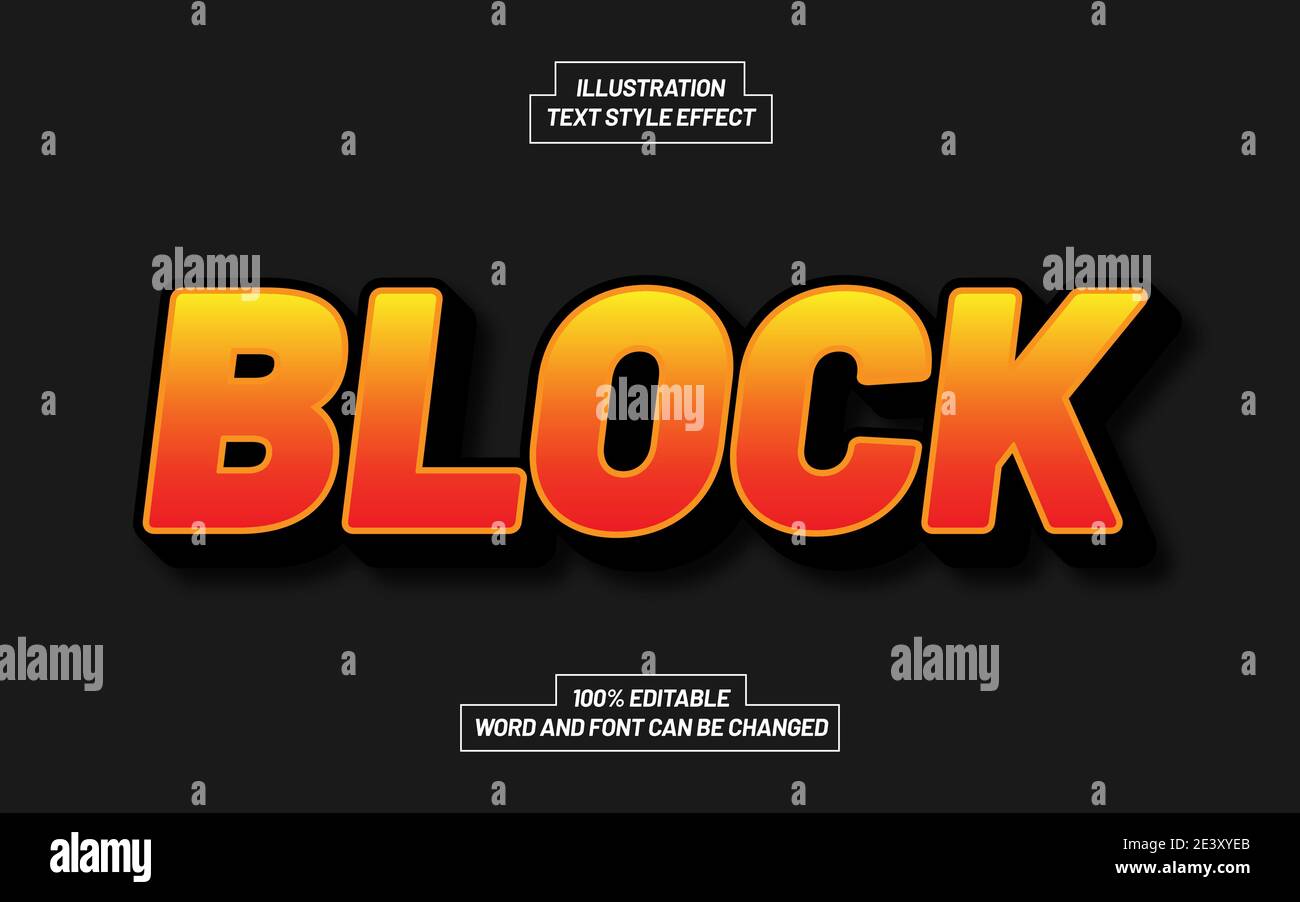 Block Text Style Effect Stock Vector Image & Art Alamy