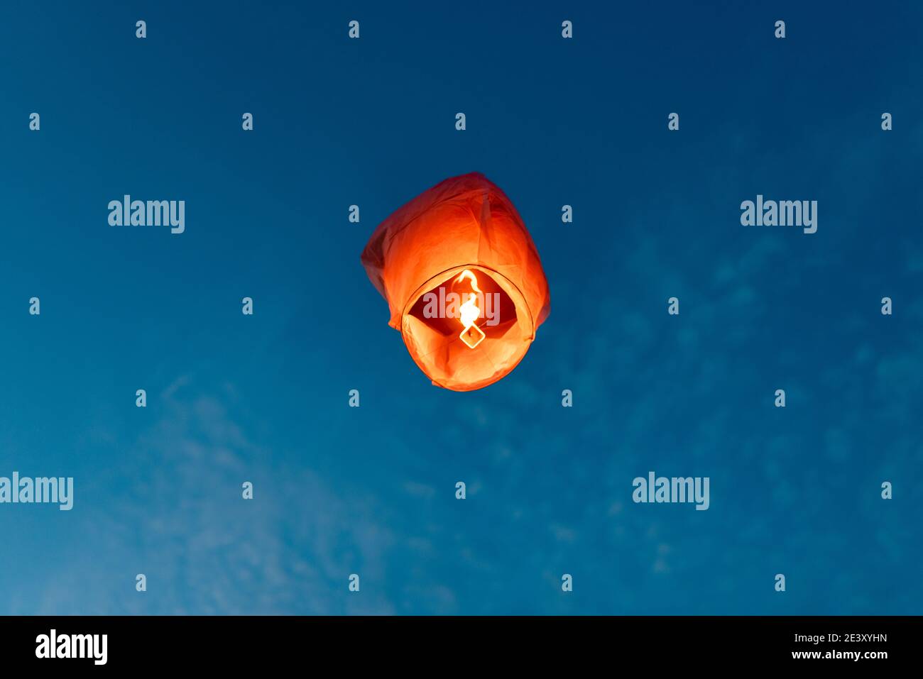 chinese lanterns launched into the air Stock Photo