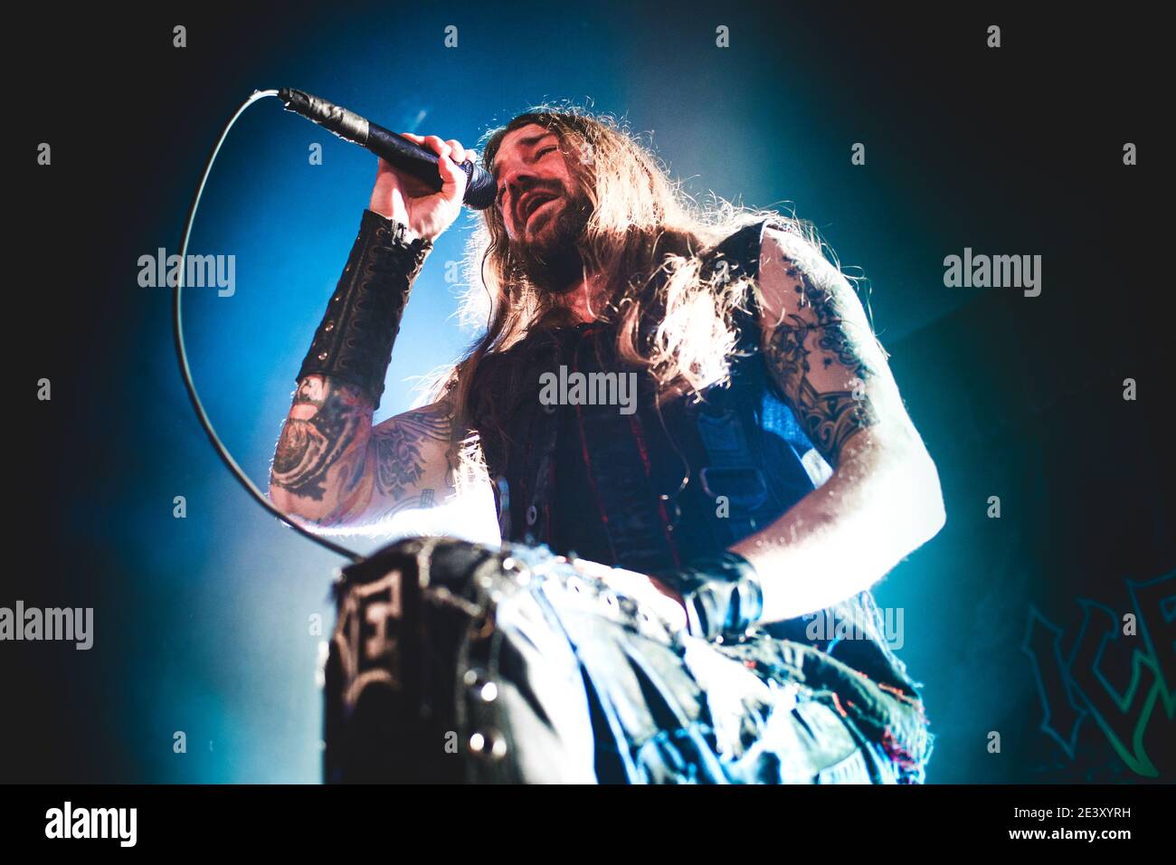 ITALY, ROMAGNANO SESIA, 2014: Stu Block, singer of the  American heavy metal band Iced Earth, performing live on stage at the Rock N Roll Arena Stock Photo