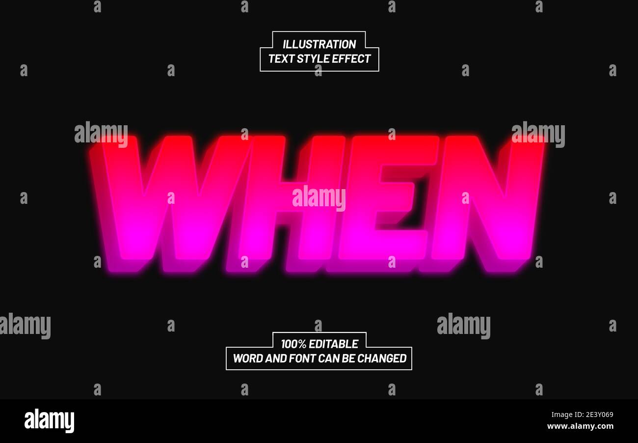 Modern When Purple Text Style Effect Stock Vector