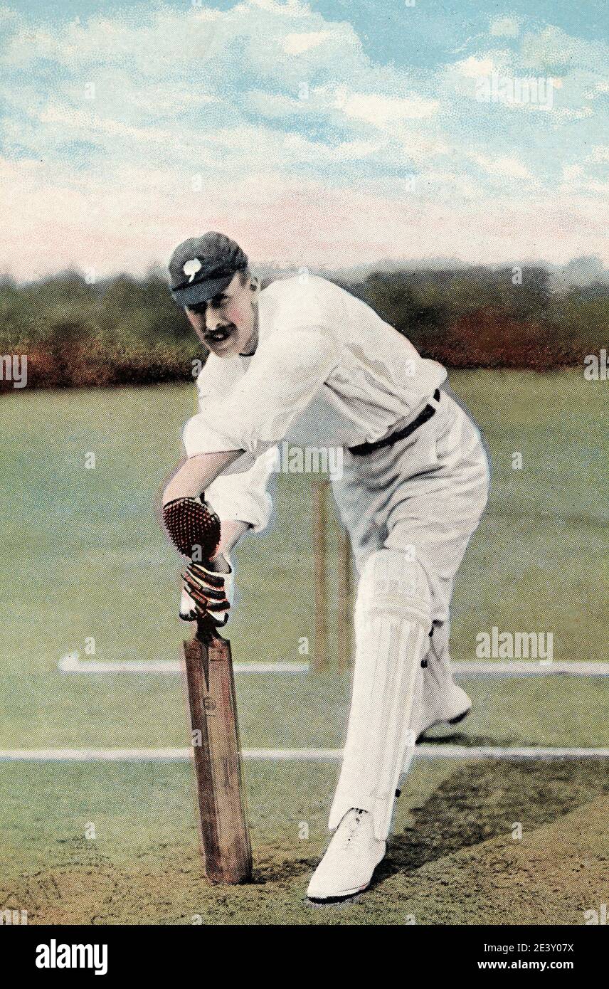 Vintage postcard, circa1905, of John Tunnicliffe,  English first class cricketer who played 472 matches for Yorkshire County Cricket Club, UK Stock Photo