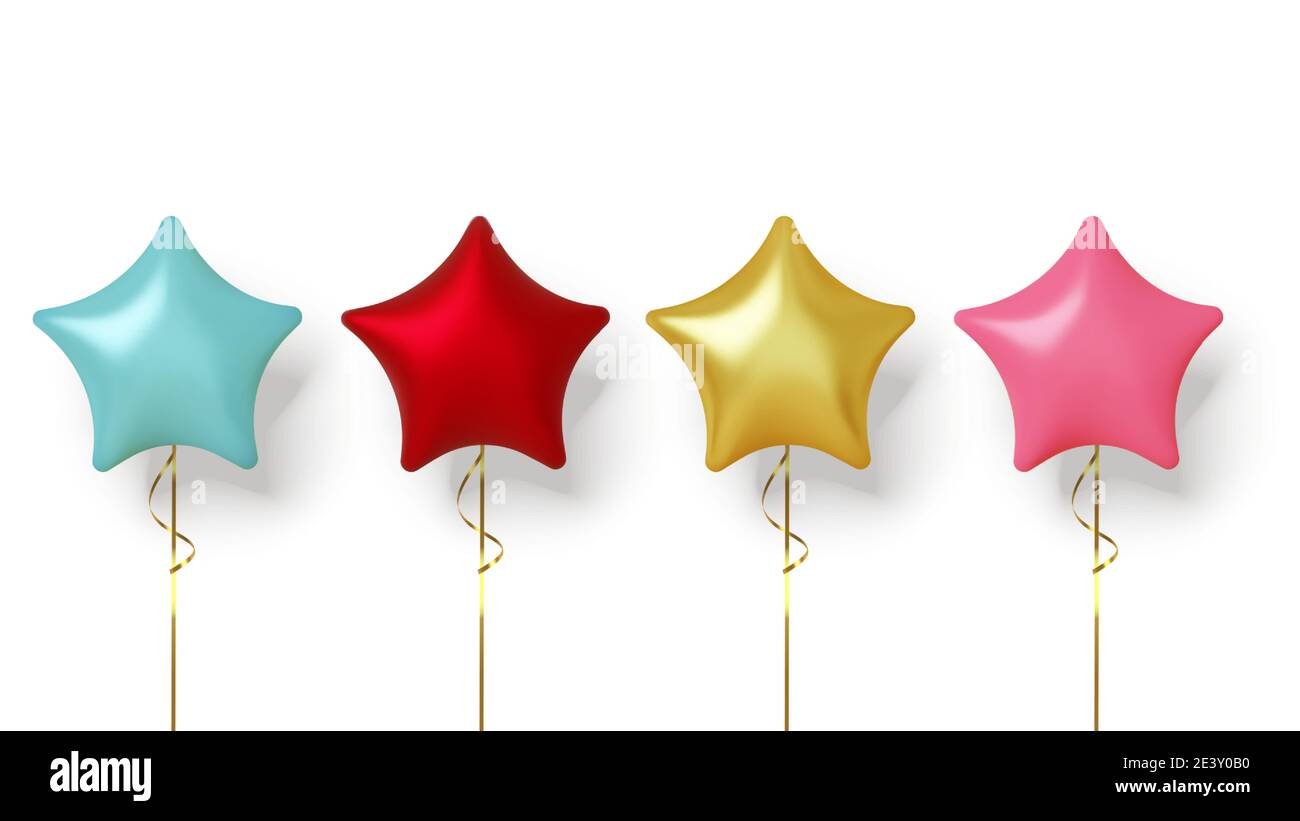 Set of colorful realistic balloon isolated on white background. Vector ...