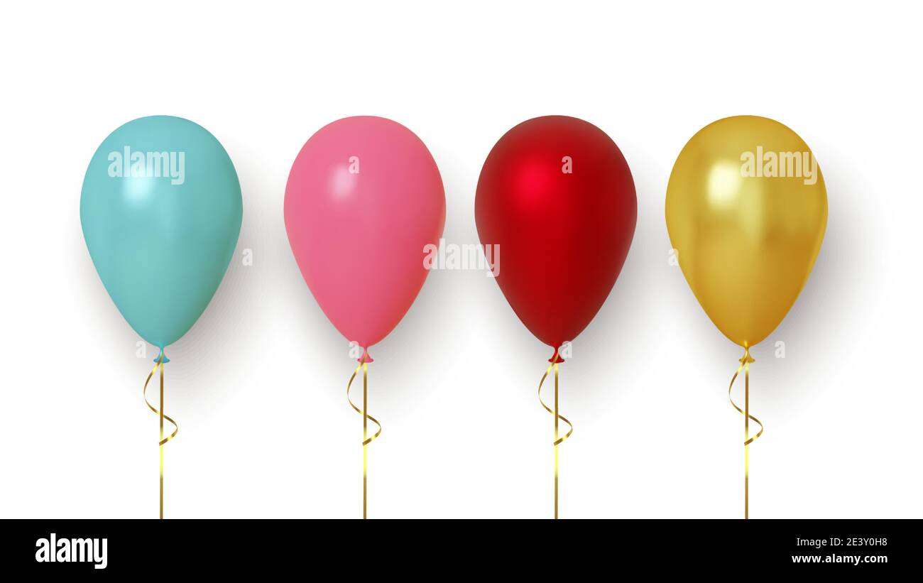 Set of colorful realistic balloon isolated on white background. Vector Stock Vector