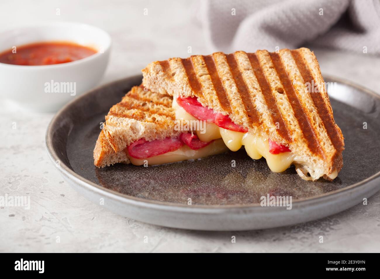 grilled salami and cheese sandwich Stock Photo Alamy