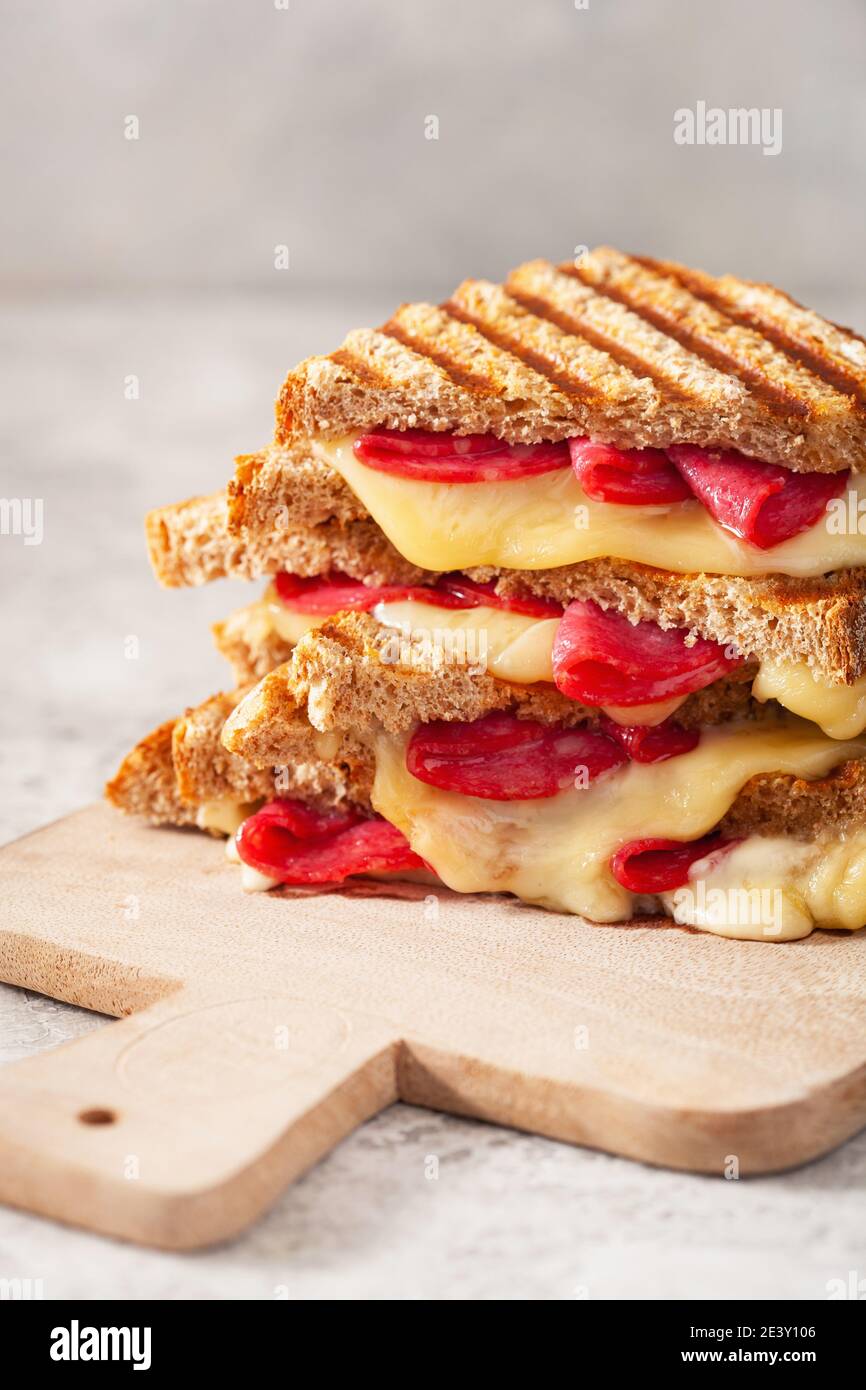 grilled salami and cheese sandwich Stock Photo Alamy