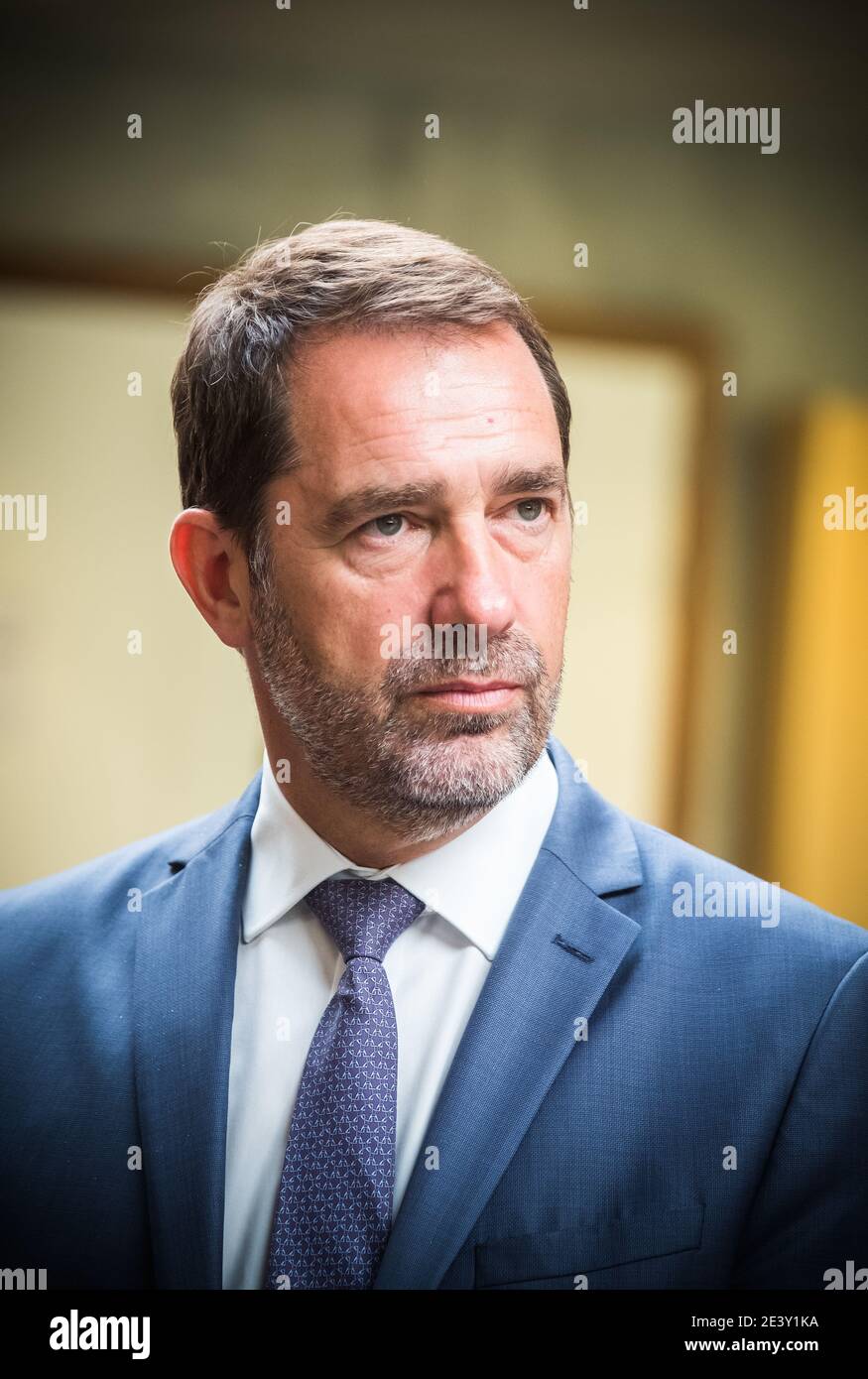 Angouleme (western France), on September 6, 2019: official visit of Christophe Castaner, Minister of the Interior Stock Photo