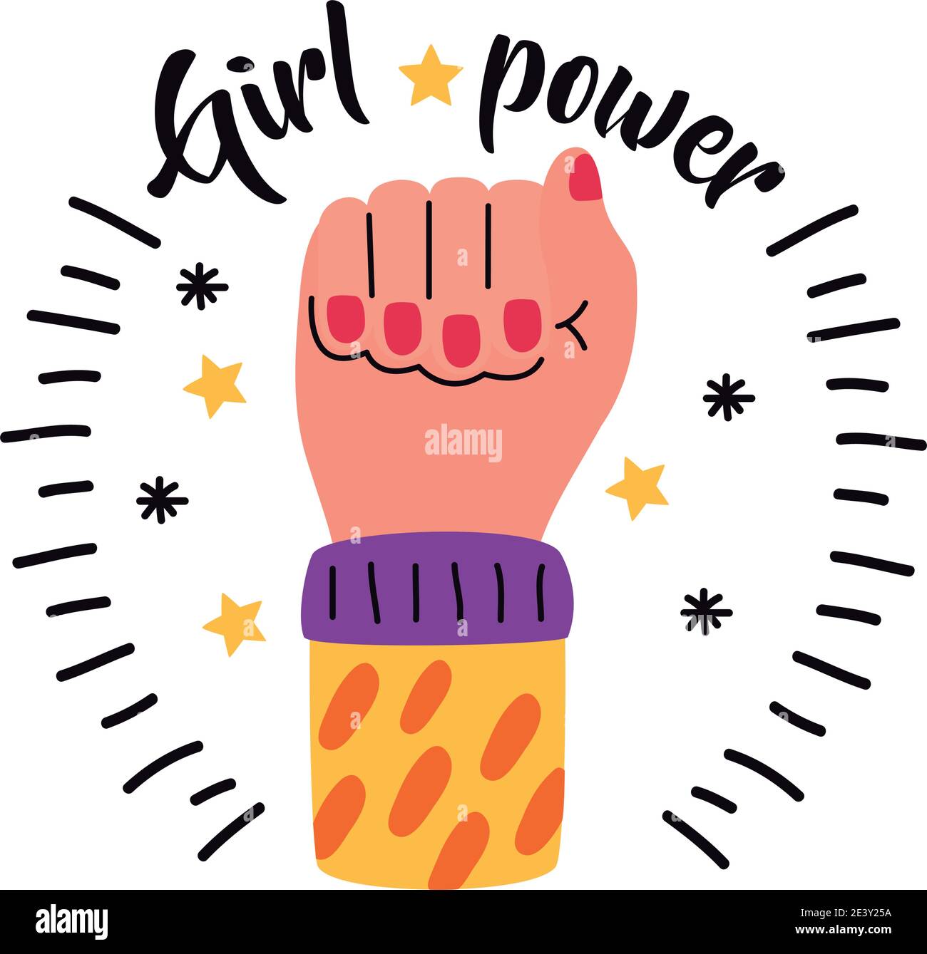 Girl power fist up design of Woman empowerment female feminism and rights theme Vector