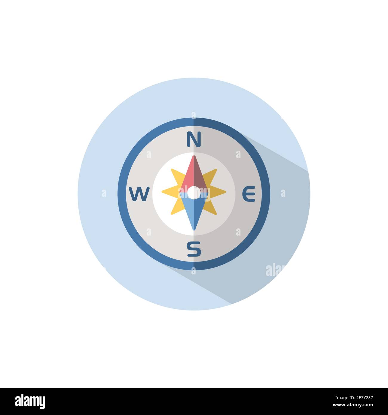 Compass. Flat color icon on a circle. Weather vector illustration Stock Vector