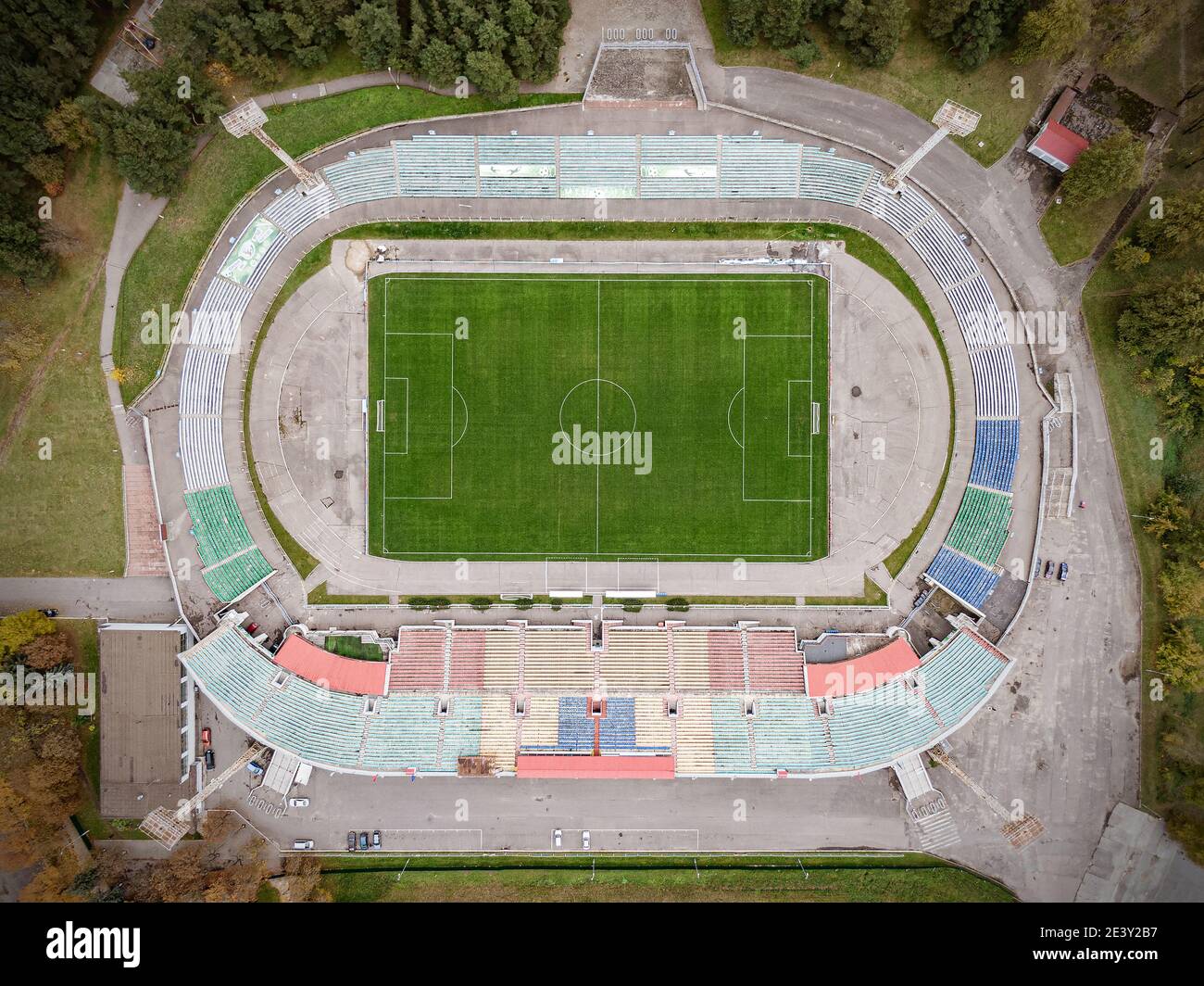 Old football and athletic stadium, top view Stock Photo Alamy