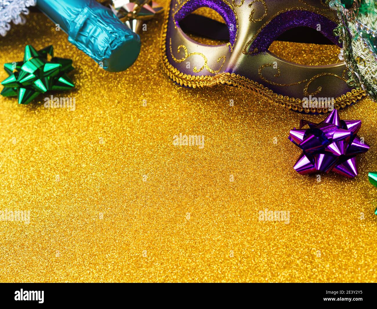 Carnival mardi gras party masks on gold background Stock Photo - Alamy