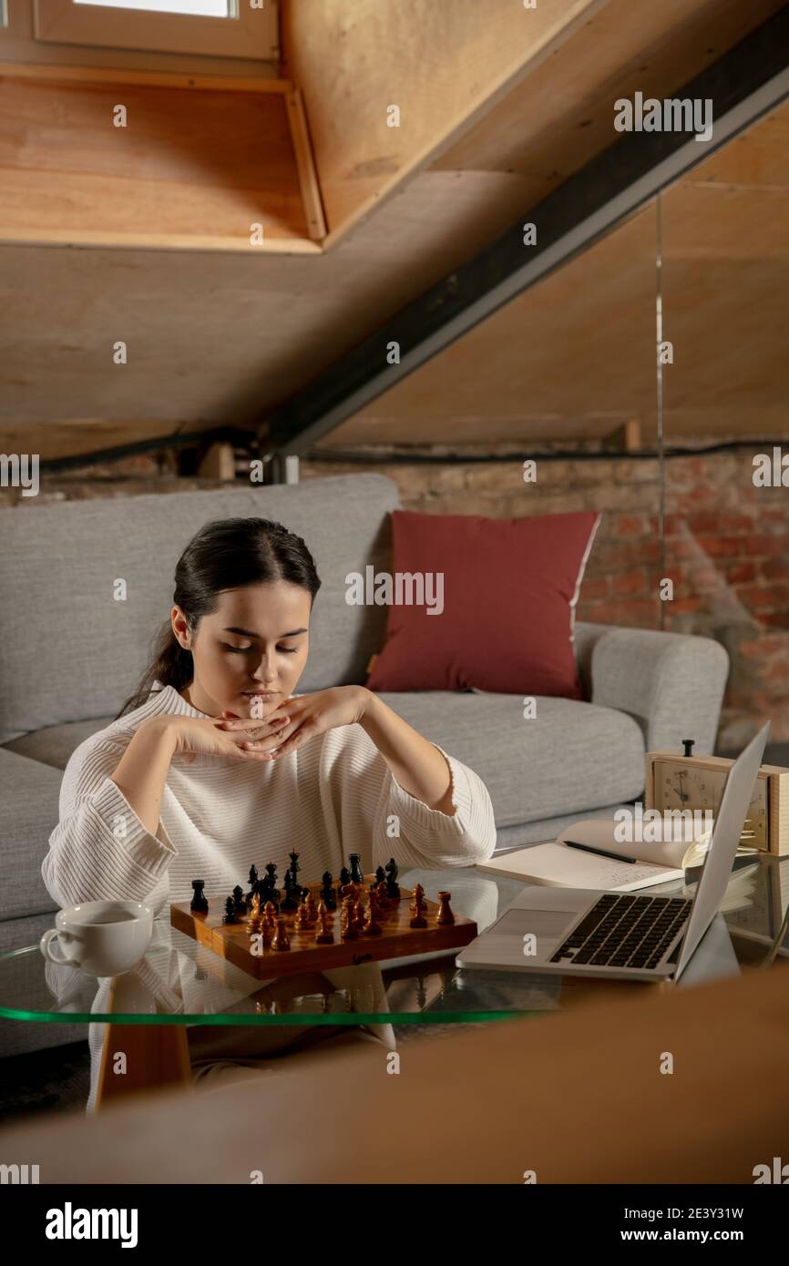 Chess Background. Play Chess Online. Playing Chess with Laptop. Remote  Online Education, Communication with Chess Coach, Family. Stock Image -  Image of family, issues: 199772003