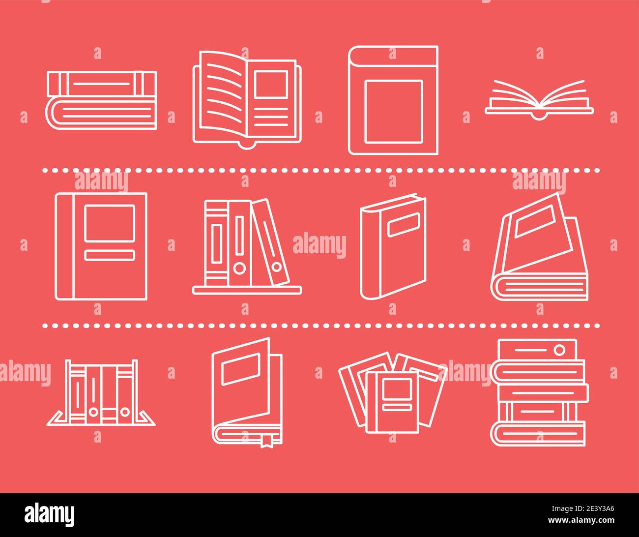 books line style icon bundle design, Education literature and read ...