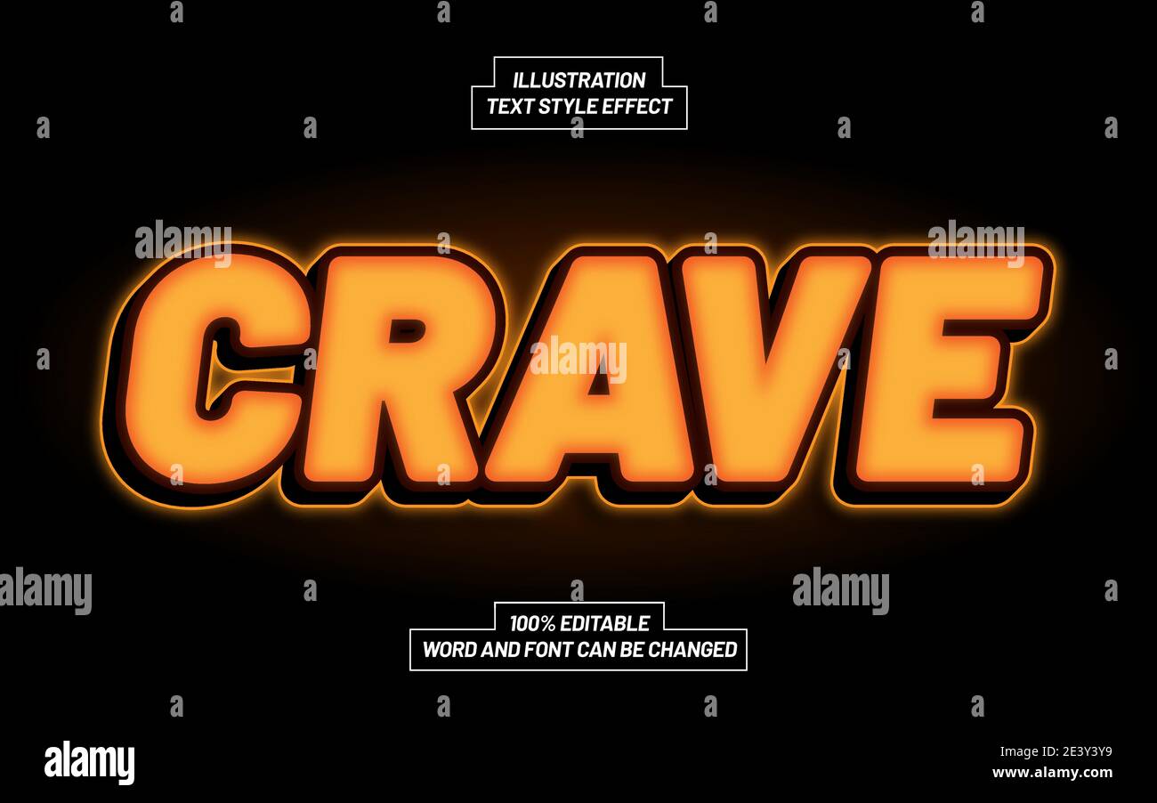 Crave 3D Bold Text Style Effect Stock Vector