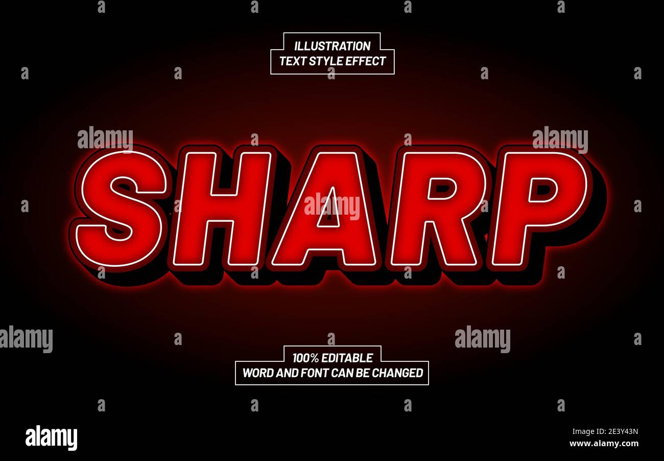 Sharp 3D Bold Text Style Effect Stock Vector