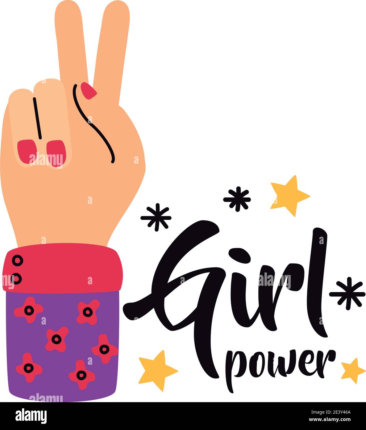 Girl power love and peace hand design of Woman empowerment female feminism and rights theme