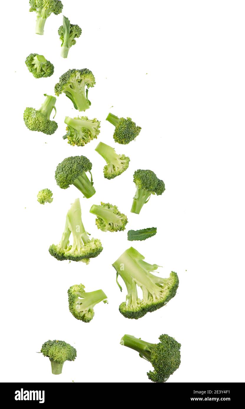 Broccoli pattern isolated on a white background. Various multiple parts