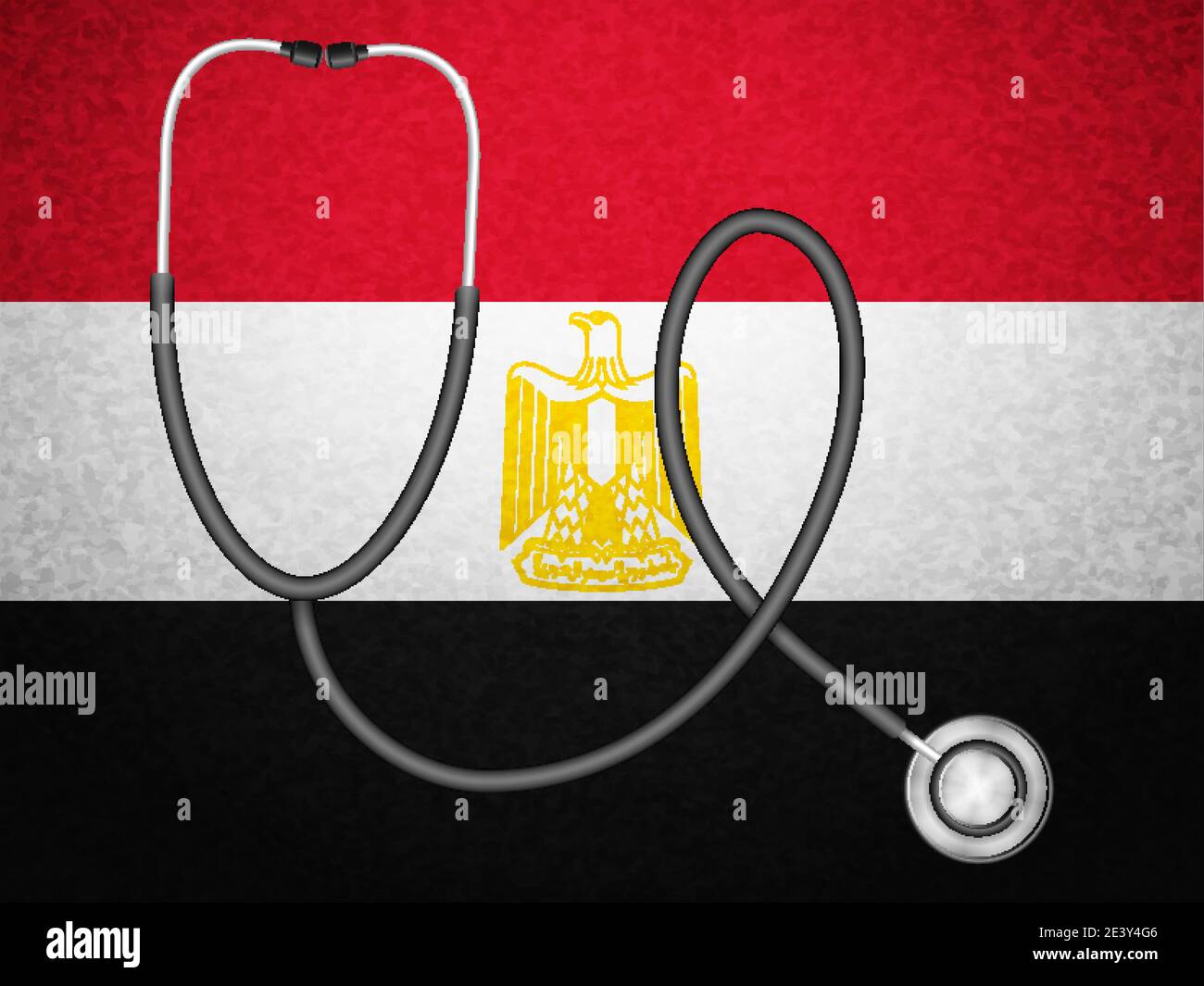 Stethoscope on Egypt flag background. Vector illustration. Stock Vector