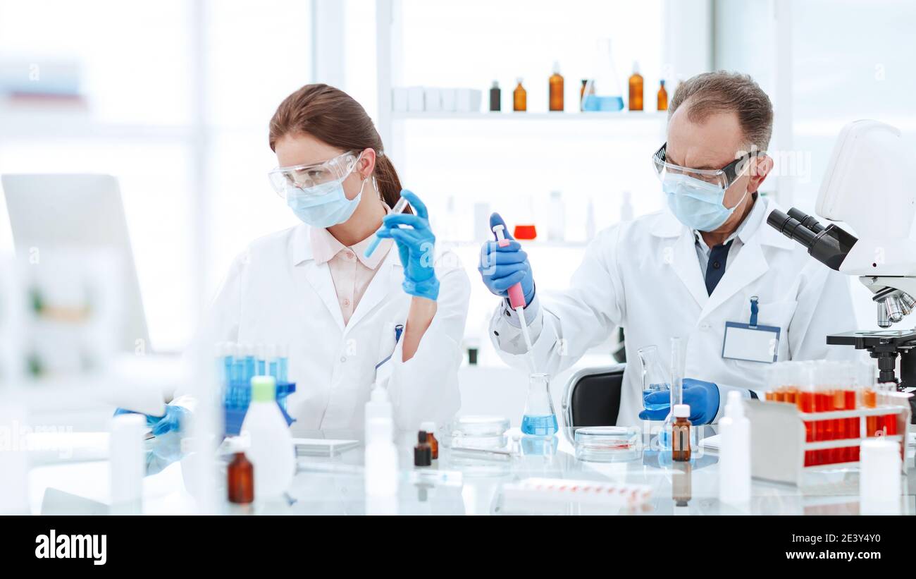 scientists are testing in a medical laboratory. science Stock Photo - Alamy