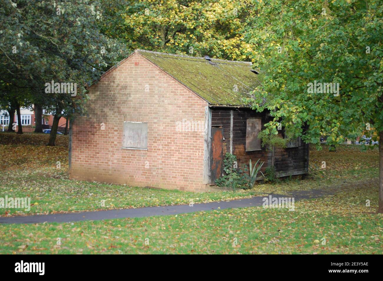 Old mans hut in Abington Park Northampton brick building Northamptonshire history historic