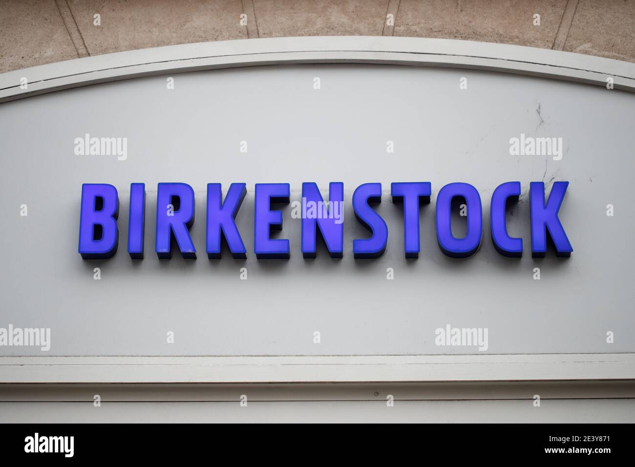 A logo outside a Birkenstock footwear store in Paris, France, January 21,  2021. REUTERS/Benoit Tessier Stock Photo - Alamy