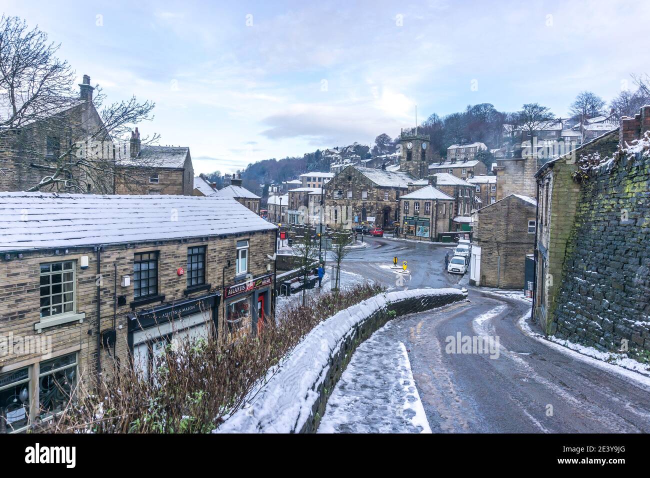 Holmfirth in Winter, West Yorkshire, England, UK Stock Photo