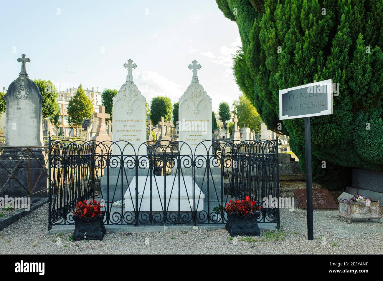 Tomb of poet Rimbaud in the cemetery of Charleville-Meziere. Arthur ...