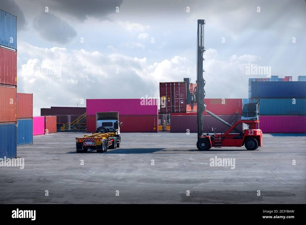 Container. Industrial crane loading Containers in a Cargo freight ship ...